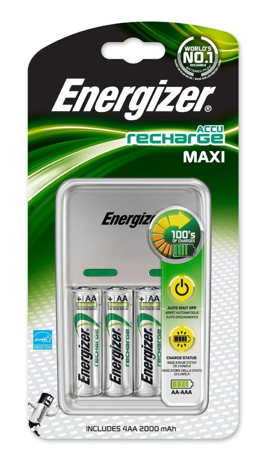 Energizer Maxi Kit Battery Charger with 4 10 AA Batteries (SAP 635045)