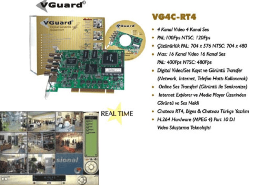 VGUARD.NET CHATEAU 4-Channel H.264 DVR Card (VG4C-RT4)