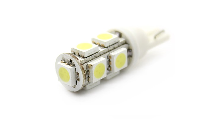 Car Light High Brightness 24-26LM T10 9 5050SMd 12V White Side Marker Light Bulbs 194 168 W5W Car LED Wedge White (OEM)