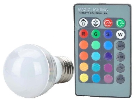 E27 3W RGB LED Globe Bulb with Remote Controller (OEM)