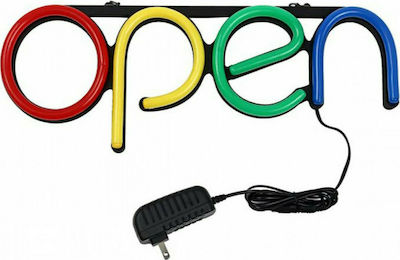 Πινακίδα Open Στατική Πινακίδα LED Μονής Όψης 40x15cm Κίτρινο / Κόκκινο / Μπλε / Πράσινο