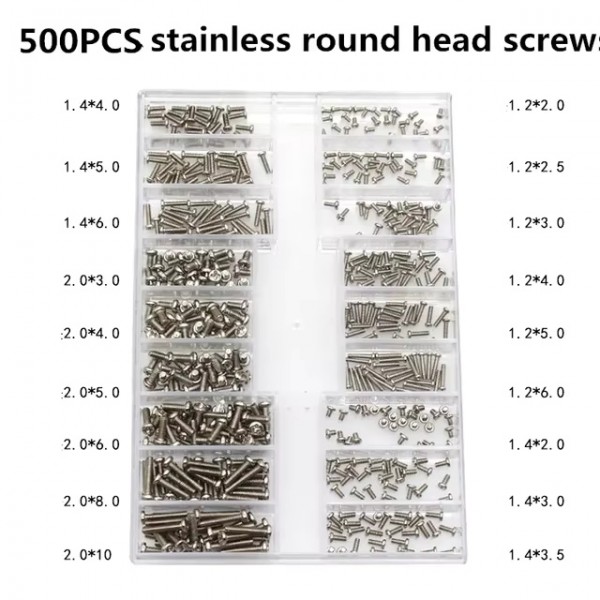 500Pcs 18 Types Mini Screw Nuts DIY Kit Laptop Computer Assemble Repair Screws Fastener Set For Repairing Sunglass Phone