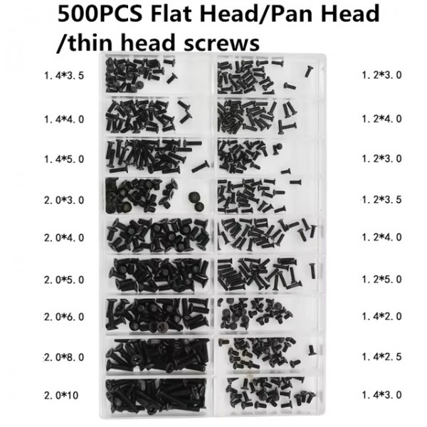 500Pcs 18 Types Mini Screw Nuts DIY Kit Laptop Computer Assemble Repair Screws Fastener Set For Repairing Sunglass Phone