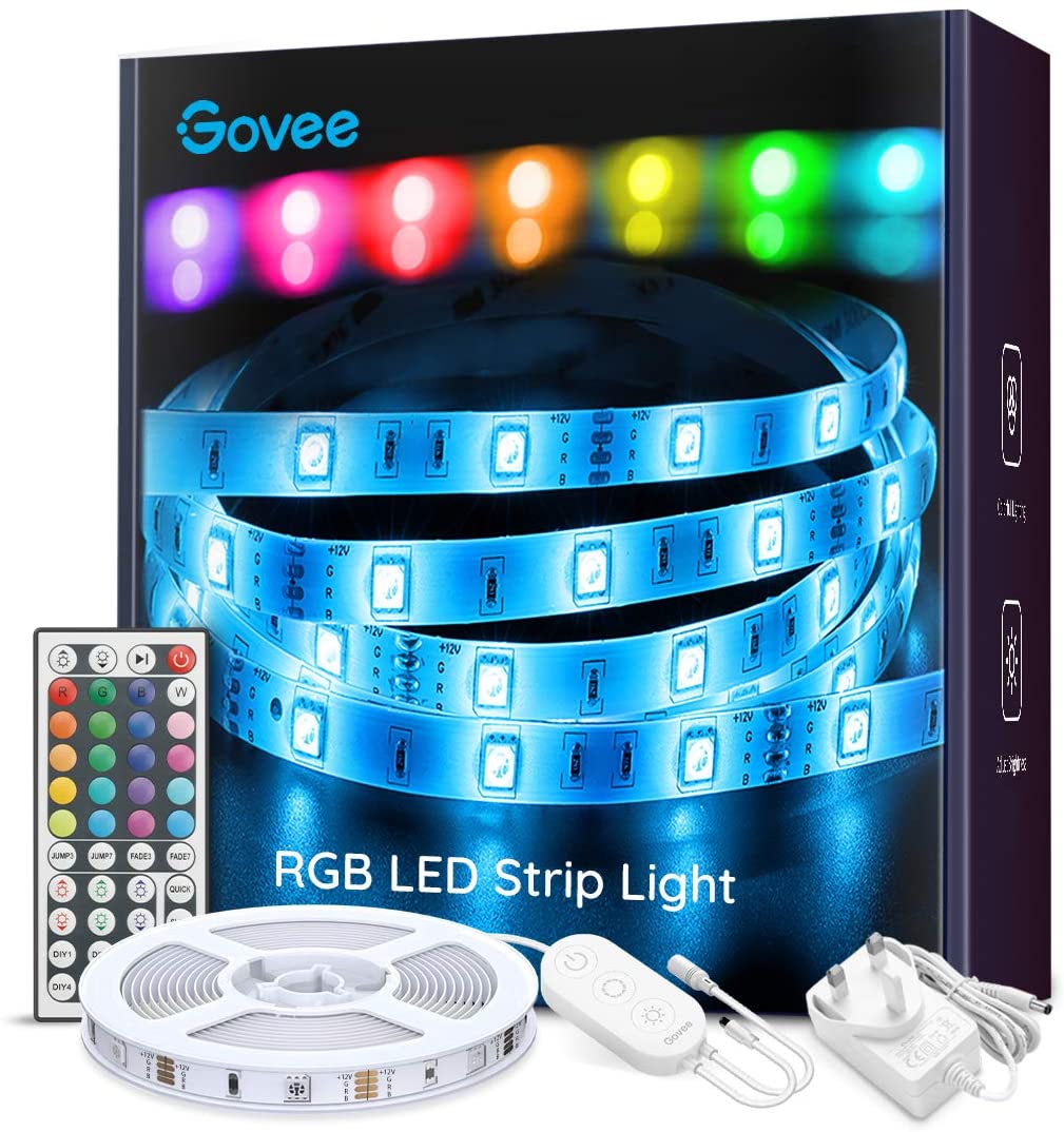 Govee 5m RGB LED Strip Lights with Remote & Control Box for Home, TV & Kitchen Decoration [Energy Class A] + Remote and Control Box for Home TV Kitchen Diy
