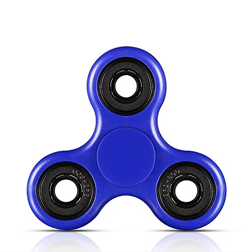BLCR Tri-Spinner Fidget Toy Plastic 3 minutes EDC Hand Spinner for Autism and ADHD Blue/Black