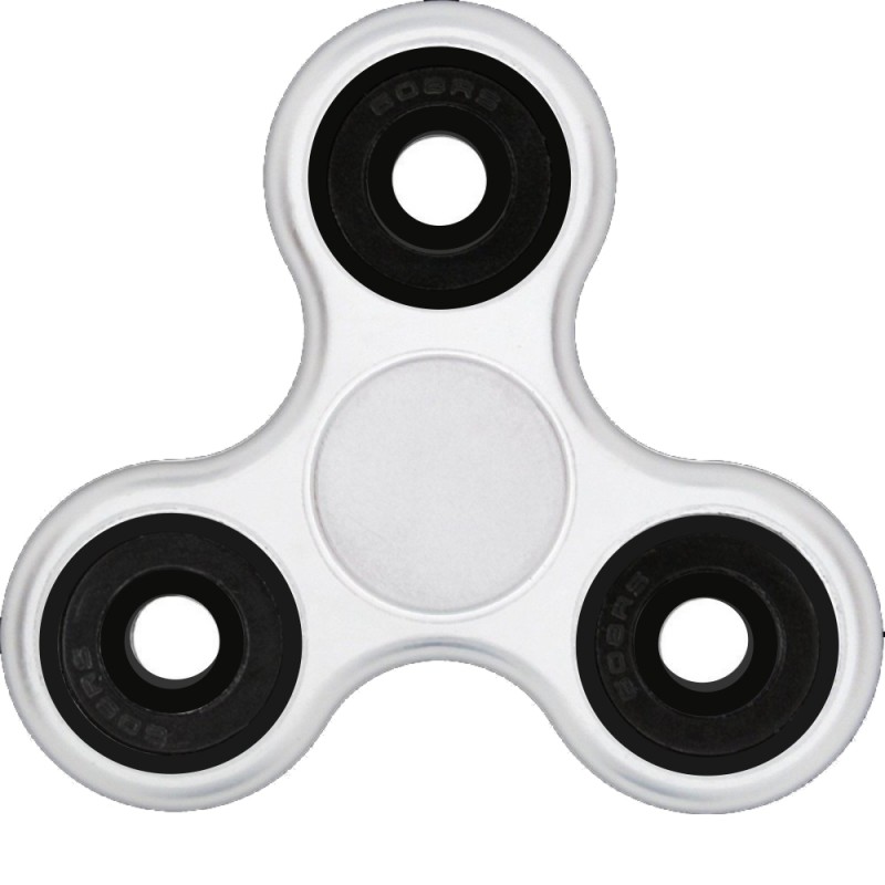 BLCR Tri-Spinner Fidget Toy Plastic 3 minutes EDC Hand Spinner for Autism and ADHD White/Black