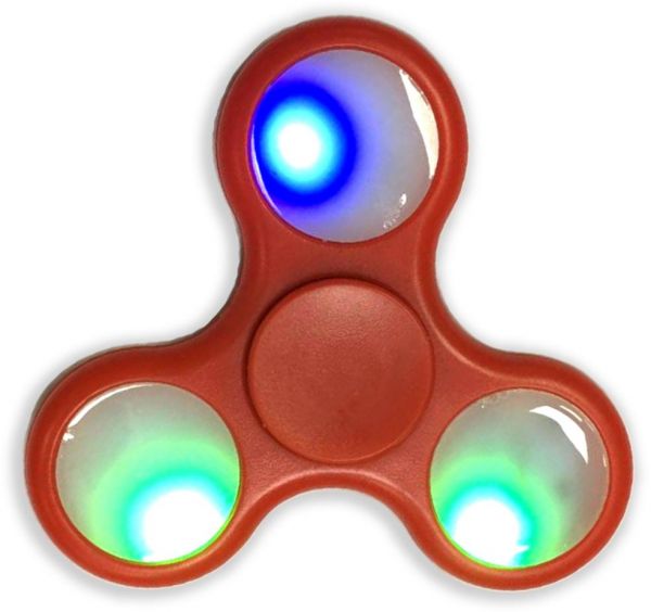 BLCR Tri-Spinner Fidget Toy EDC Plastic 3 minute  Hand Spinner for Autism and ADHD Led Red