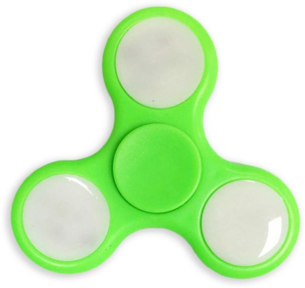 BLCR Tri-Spinner Fidget Toy EDC Plastic 3 minute  Hand Spinner for Autism and ADHD Led Green