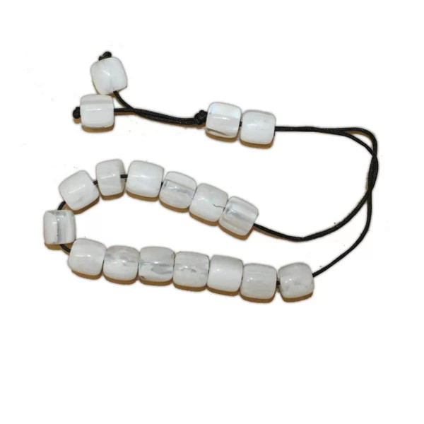 WHITE KOMBOLI WITH BLACK CORD