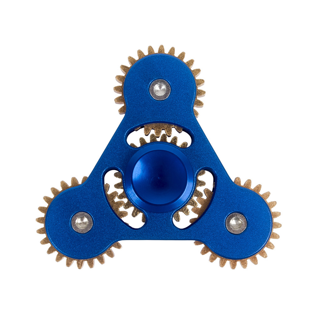 BLCR Three-Spinner Fidget Toy Metal 5 minute EDC Hand Spinner for Autism and ADHD Four Gear Blue