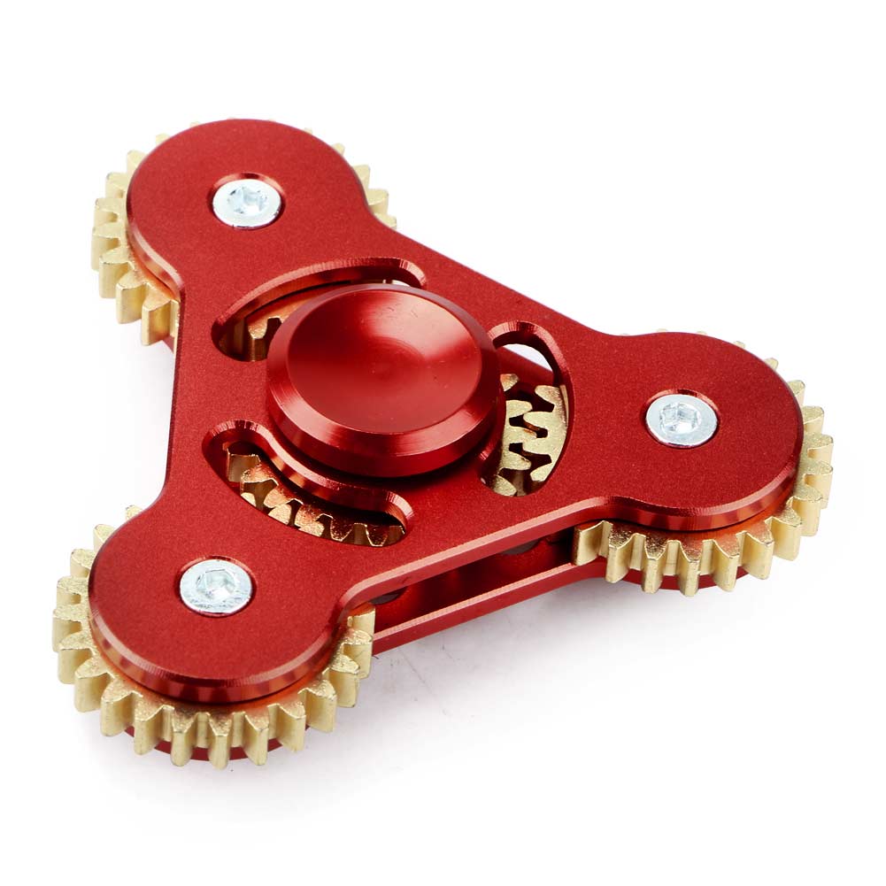 BLCR Three-Spinner Fidget Toy Metal 5 minute EDC Hand Spinner for Autism and ADHD Four Gear Red