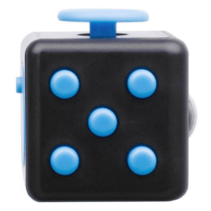Fidget Dice Cubic Toy for Focusing / Stress Relieving - Black + Blue
