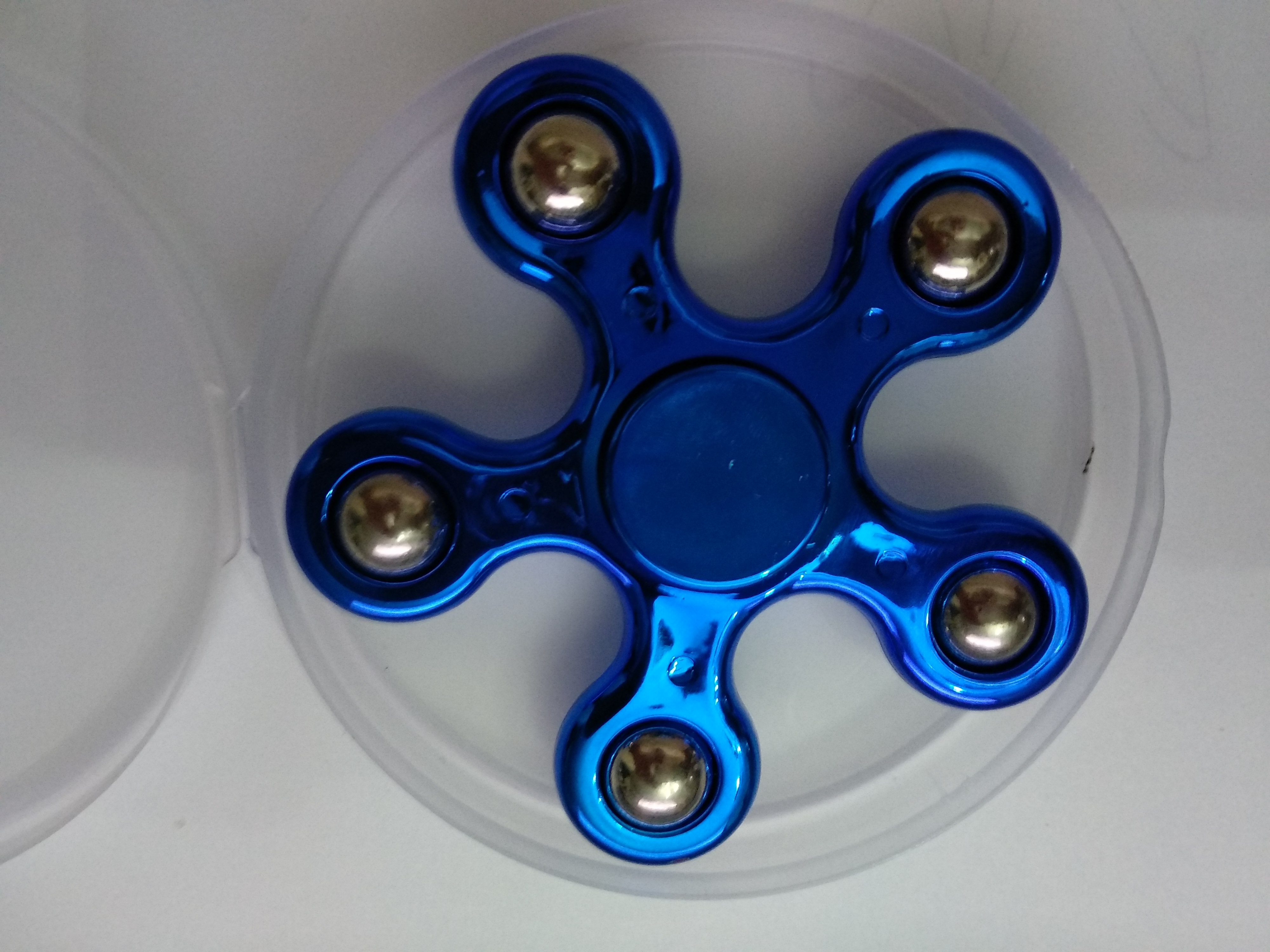 Fidget Spinner with Steel Balls & Plastic Five Leaves - Metallic Blue (1 Minute) (OEM)