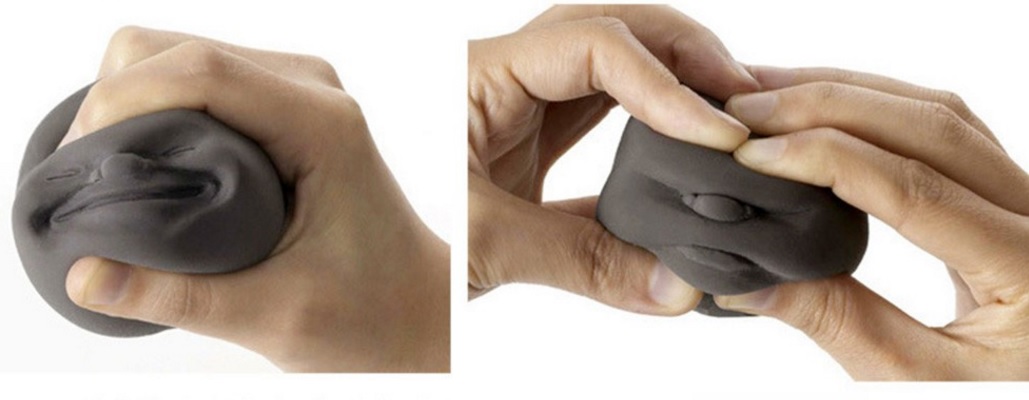 Human Face Emotion Vent Ball Toy Resin Relax Doll Adult Stress Relieve Black (OEM)