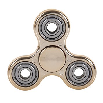 BLCR Three-Spinner Fidget Toy Metal 3 minute EDC Hand Spinner for Autism and ADHD Gold/Silver