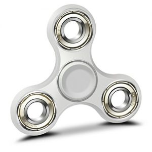 Plastic Fidget Spinner Toy for Autism & ADHD Relief - White (Bearing: Silver) (3-Minute) (BLCR)