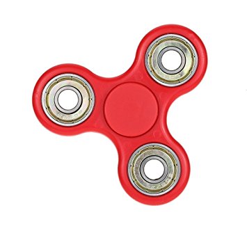 Plastic Fidget Spinner Toy for Autism & ADHD Relief - Red (3-Minute) (Silver Handle) (BLCR)