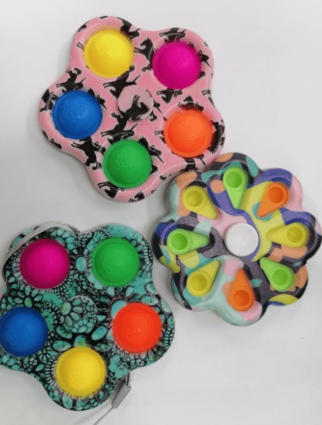 Pop It Stress Relief Bubble Spinner (Multicolor, Daisy, OEM, Bulk) (oem) (bulk)