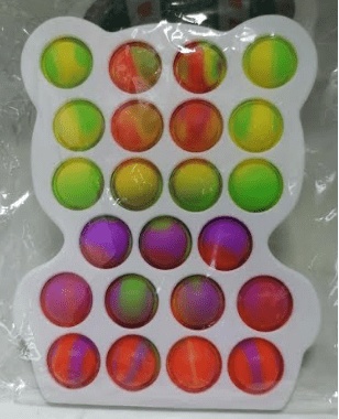 Pop It Anti-Stress Bubble Toy - Rainbow Colored Bear Frame (oem) (bulk)