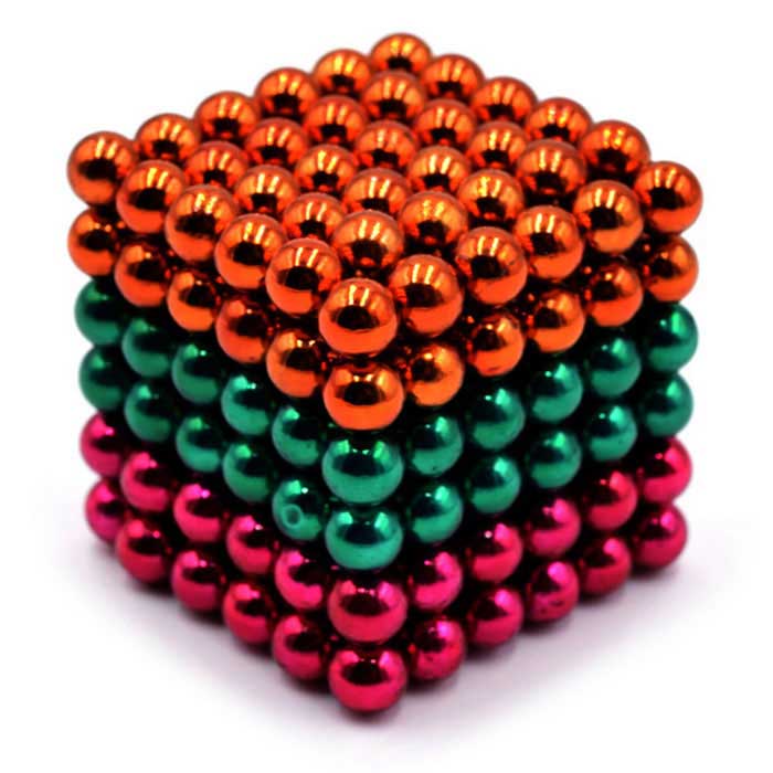 MAGNETIC BALLS 5MM 216PCS Dark Pink + Green + Orange  (OEM)