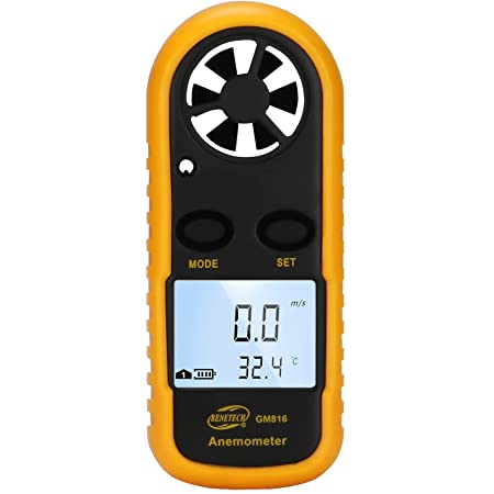 Hand-Held 2-in-1 Anemometer for Air Conditioning with Wind Speed, Temperature & Volume Sensing (High Precision)