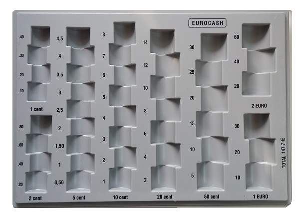 EUROCASH TPU Hard Plastic Φορητό ταμείο κερματοθήκη / Coin box γκρί (oem)