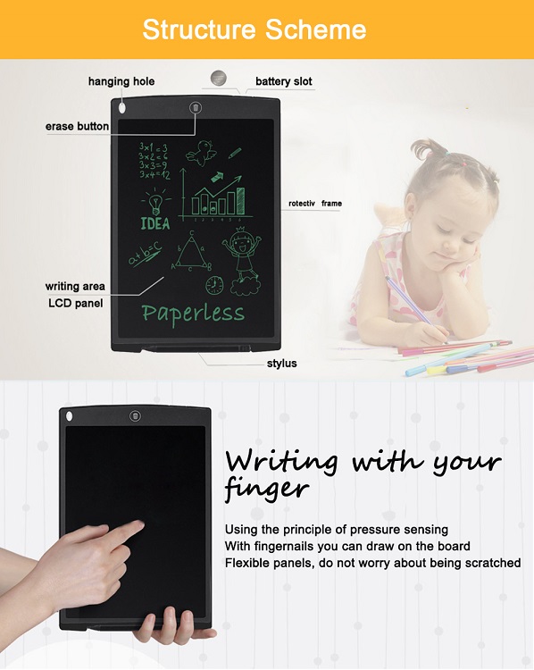Portable 8.5inch Red LCD Writing Tablet,Screen Lock Electronic Writing Board,Portable Drawing Board,Notepad with stylus for Kids,Adults