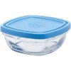 DURALEX Freshbox Carré 9020AM12A1111 Δοχείο αποθήκευσης τροφίμων με καπάκι, 11 x 11 cm, 300 ml, γυαλί, μπλε, συσκευασία 1 τεμαχίου