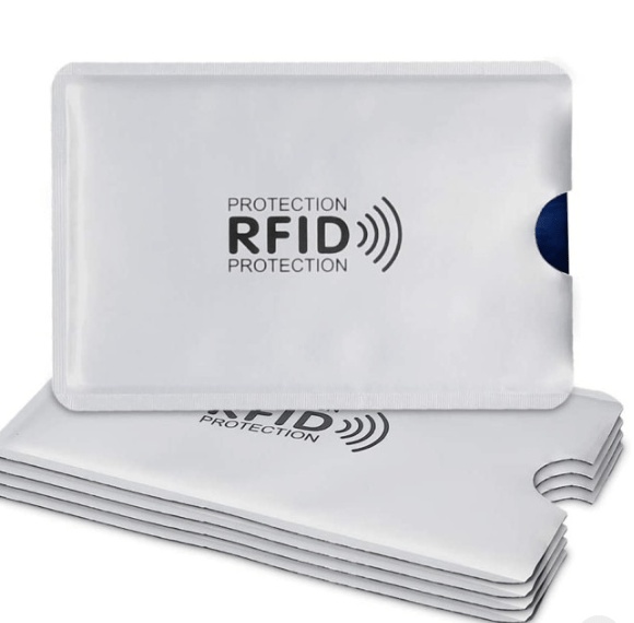 Anti-Theft RFID Protection Sleeve for Credit Cards - 9 x 6.2 cm - 1 Piece - Silver