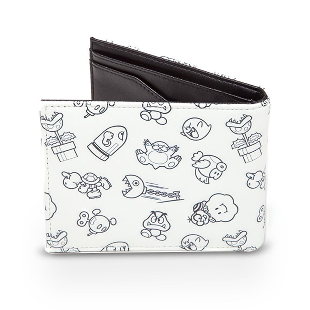Συλλεκτικό Πορτοφόλι Nintendo Super Mario Bros. Patch With All-Over Pattern Bi-Fold Wallet, (Mw060205Ntn) Credit Card Case, 17 cm, White