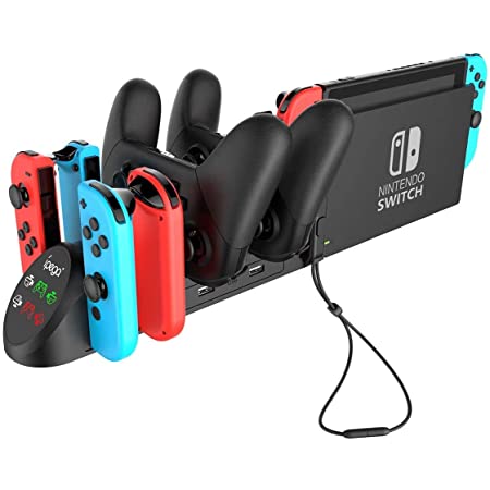 ipega PG-9187 6-in-1 Charging Dock Stand Base for Nintendo Switch Joy-Con / Pro Controller with Small Handle (White)