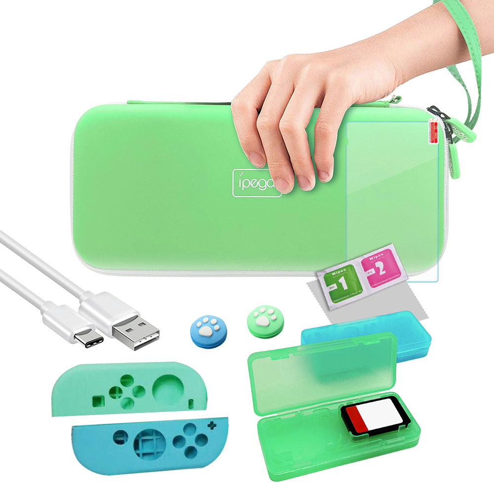 IPEGA Switch Storage Bag with Card Box, Protective Controller Cover & Joystick Caps for Nintendo Switch / Lite / OLED Cable (PG-SW052)
