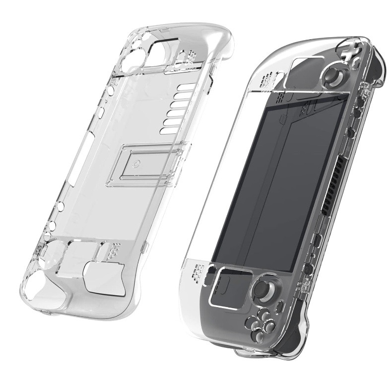 Protective Case for Steam Deck Case Cover Clear with Small Stand, PC Hard Clear Case for Steam Deck Game Console, Shock-Absorption Anti-Scratch Design Compatible with Steam Desk Accessories