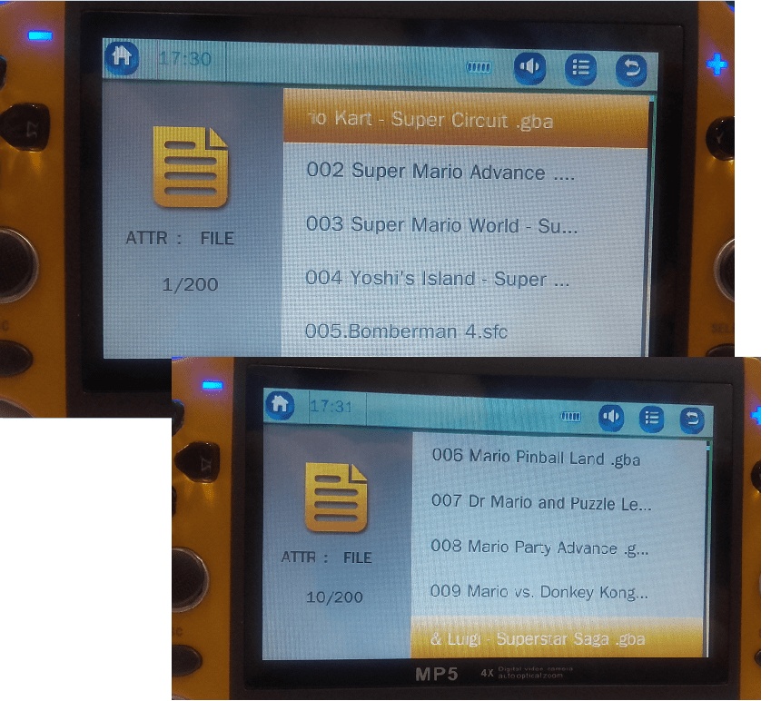 Rechargeable, portable retro classic handheld game console 4 .3 inch Q-A32 ANDOWL YELLOW