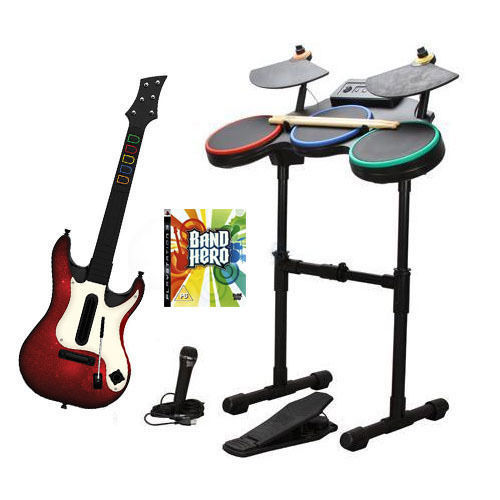 PS3 BAND HERO Super Bundle Guitar+ Drums+ Microphone+ Game