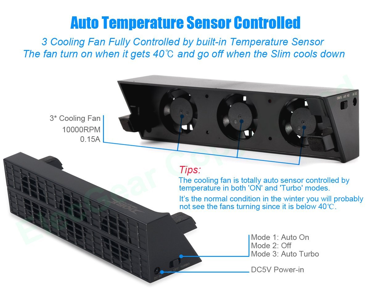 Dobe Super Cooling Fan System with 3 fans for PS4 Slim