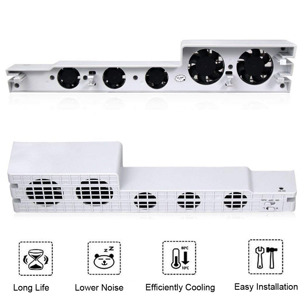 Dobe Super Cooling Fan System with 5 fans for PS4 Pro - White