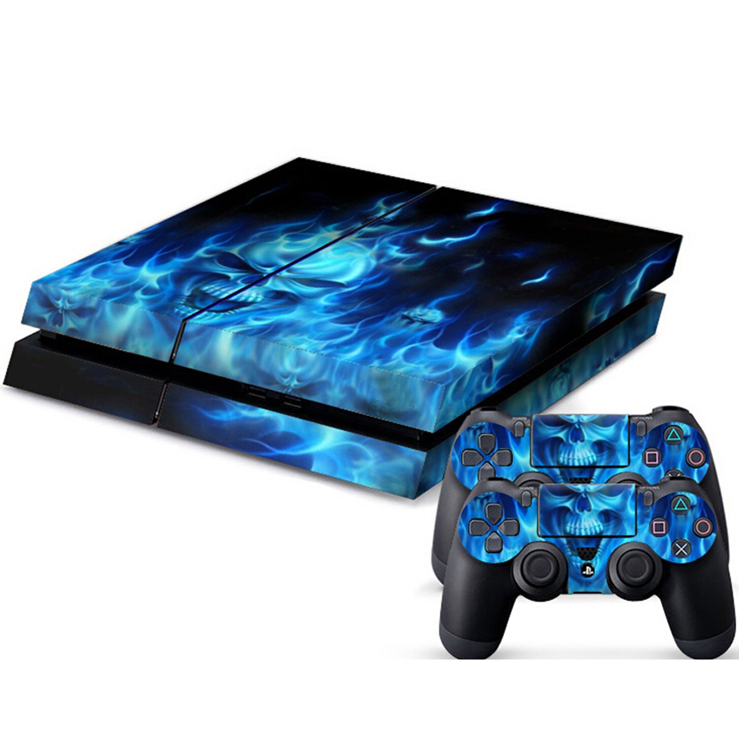 PS4 Blue Skull FULL BODY Accessory Wrap Sticker Skin Cover Decal for PS4 Playstation 4 (OEM)