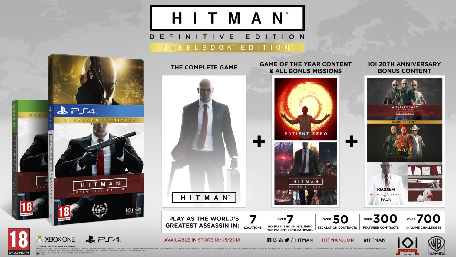 PS4 GAME - Hitman: Definitive Steelbook Edition