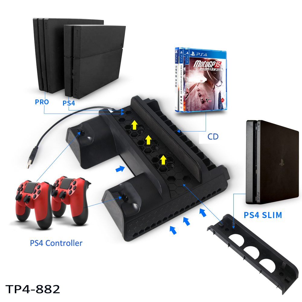 Dobe TP4-882 Multi-functional Cooling Stand for PS4 / PS4 Slim / PS4 Pro