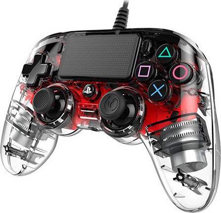 Nacon Wired Illuminated Compact Controller - Crystal Red for PS4