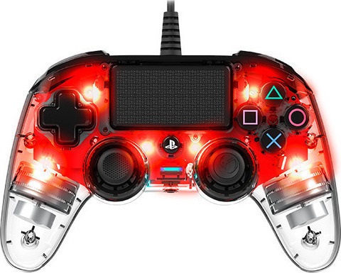 Nacon Wired Illuminated Compact Controller - Crystal Red for PS4