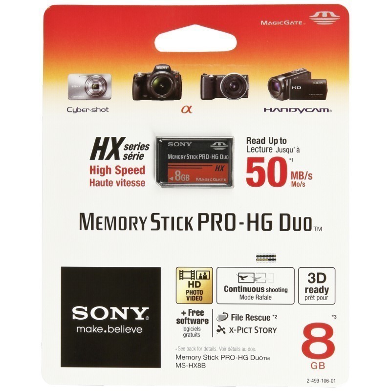 Sony 8GB Memory Stick Pro-HG Duo -  HX - 50MB/s OFFICIAL MS-HX8B/T1