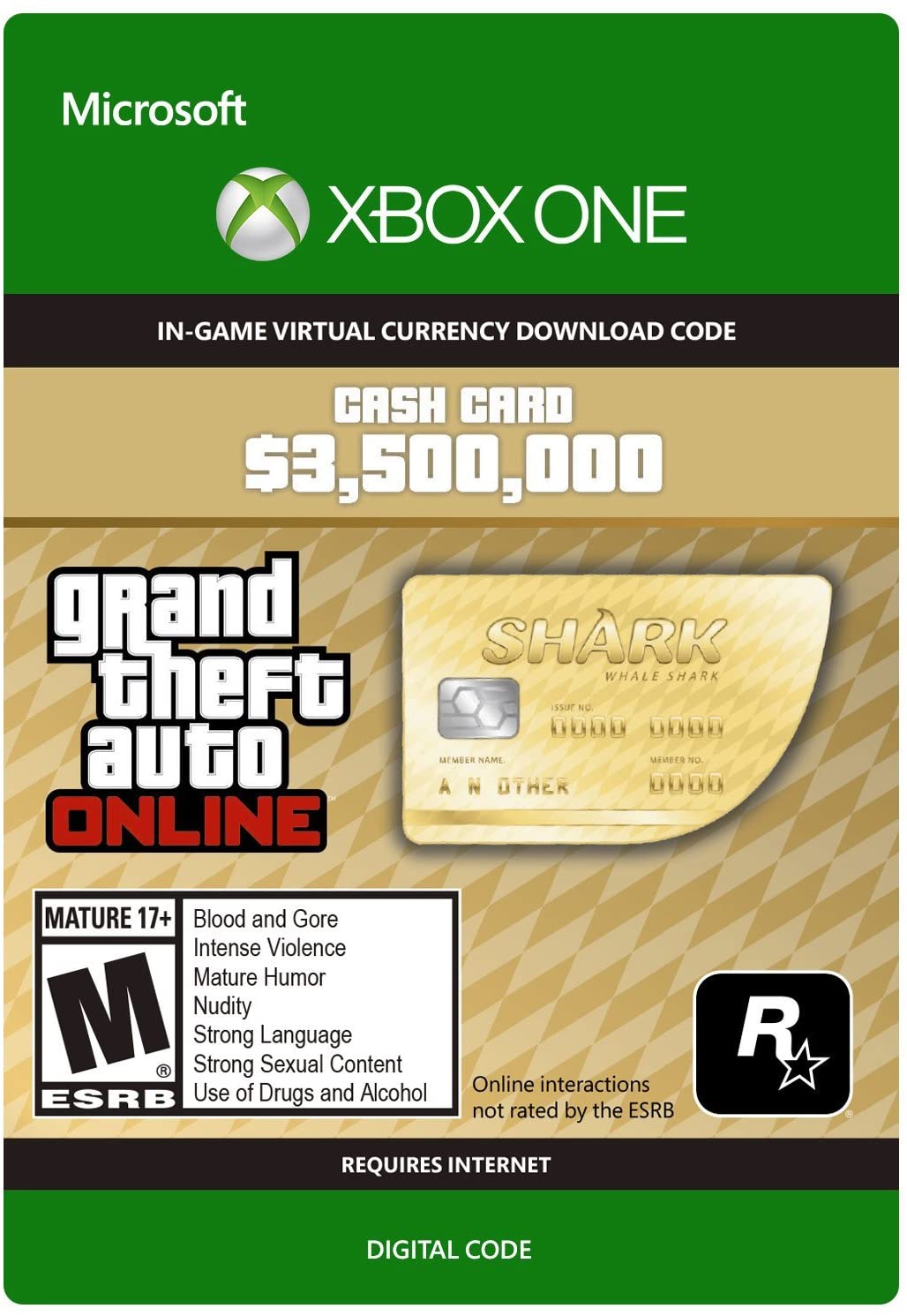 Grand Theft Auto Online | GTA V Whale Shark Cash Card | 3,500,000 GTA-Dollars | Xbox One - Download Code