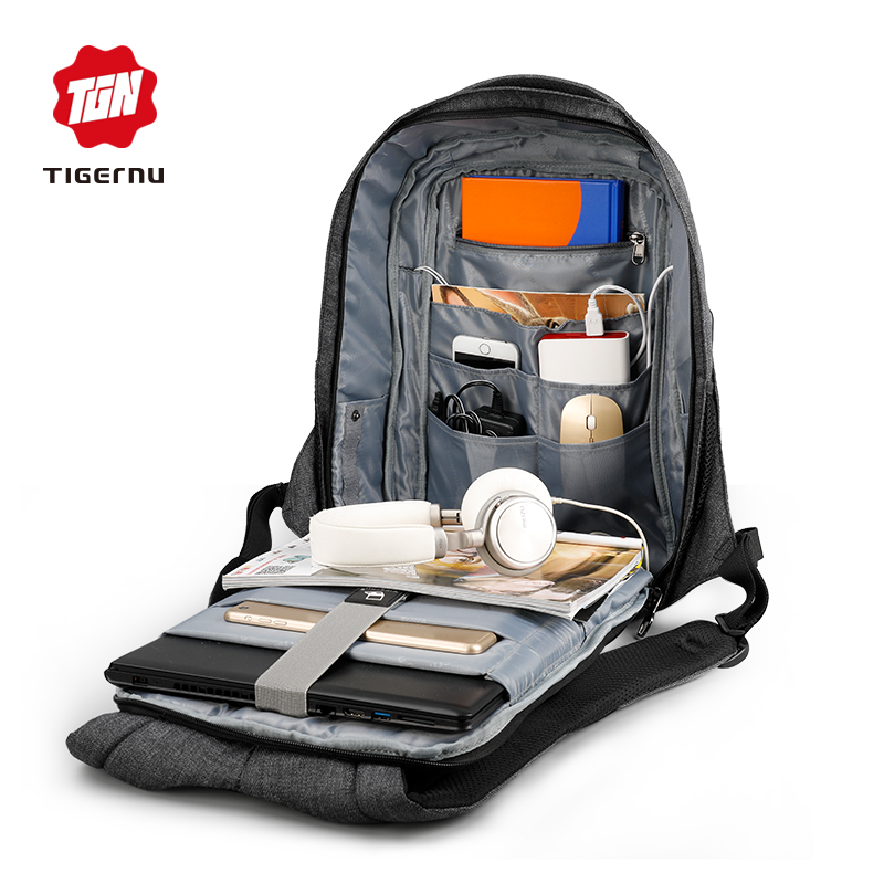 Tigernu Σακίδιο πλάτης Laptop 15,6'' με θύρα USB Σκούρο Γκρι T-B3237USB-DG