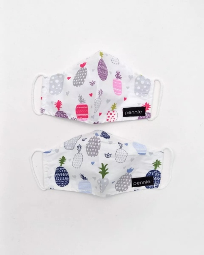 COTTON CHILDREN'S PROTECTION MASK WITH DOUBLE FABRIC PINEAPPLE 18X13CM