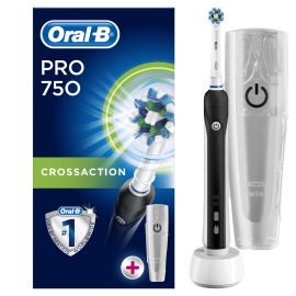 Oral-B PRO 750 Black Electric Toothbrush by Braun + FREE Travel Case