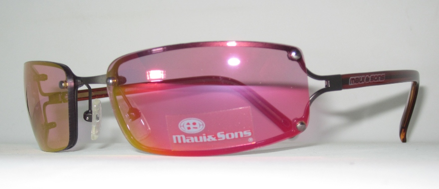 Γυαλιά ήλιου Maui & Sons MA8032 C8 6017 130 με κόκκινους φακούς και καφέ κοκάλινο σκελετό (OEM)