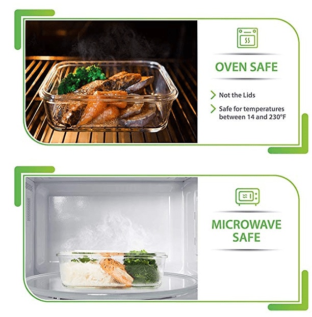 Glass Meal Preparation, set of 4 containers with 2 compartments (OEM)