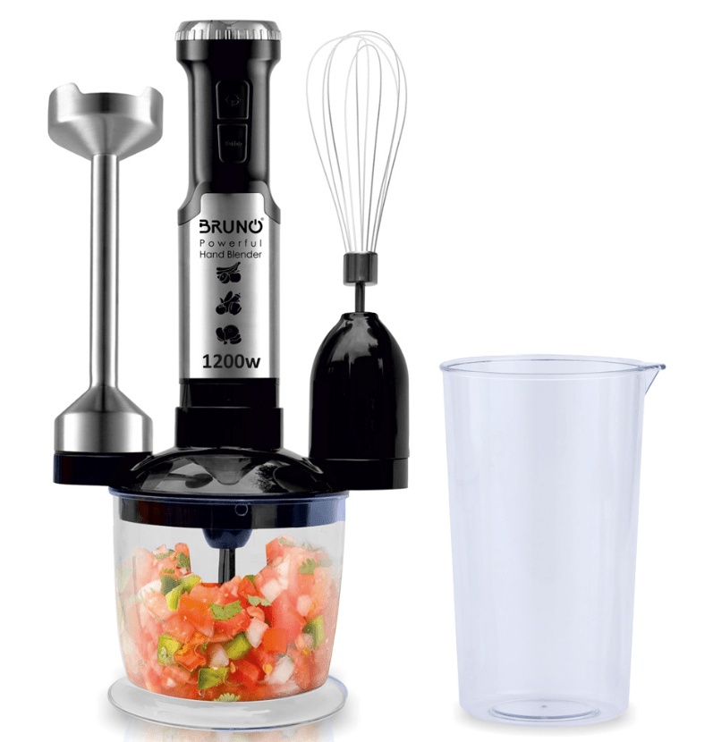 BRUNO 1200W Hand Blender with Stainless Steel Rod (Silver)